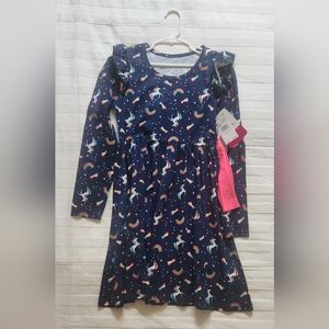 Brand New Girls Blue Unicorn Dress Size 10 (with tags and a bonus headband!)